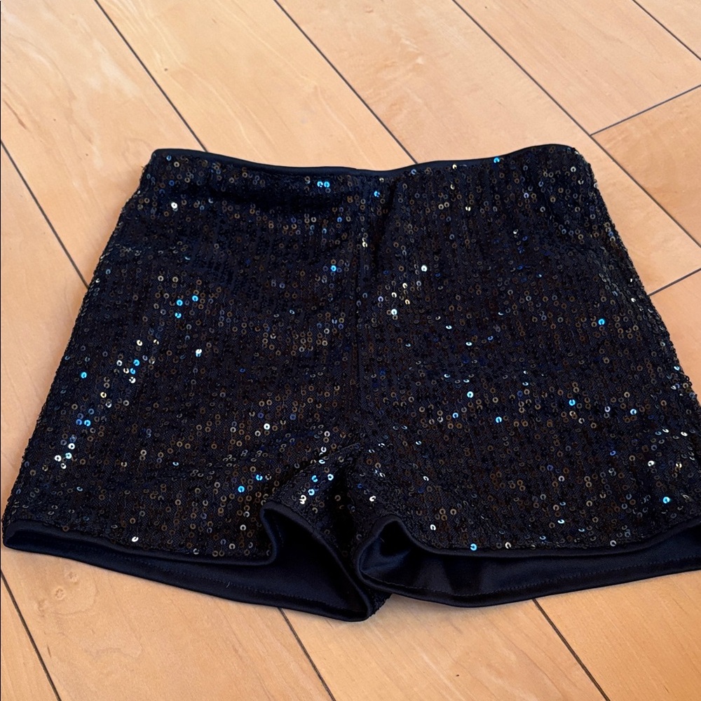 Sequin High-Waist kids Shorts - Black